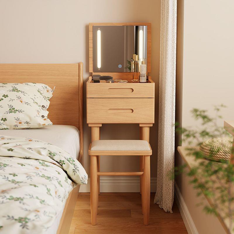 尚馨阁实木梳妆台小型卧室现代简约床头柜化妆台一体超窄化妆桌