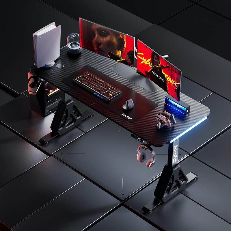 傲风A4Pro电竞桌双电机智能实木升降桌居家办公电脑桌双人书桌子