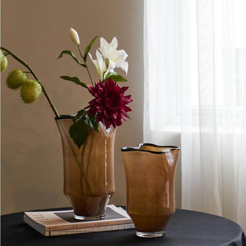 花瓶高级感客厅桌面插花摆件中古咖色装饰玻璃花器轻奢样板间摆设,纺织面料/辅料/配套,纺织机械配件,淘宝优惠券,粉丝福利购,淘宝优惠卷