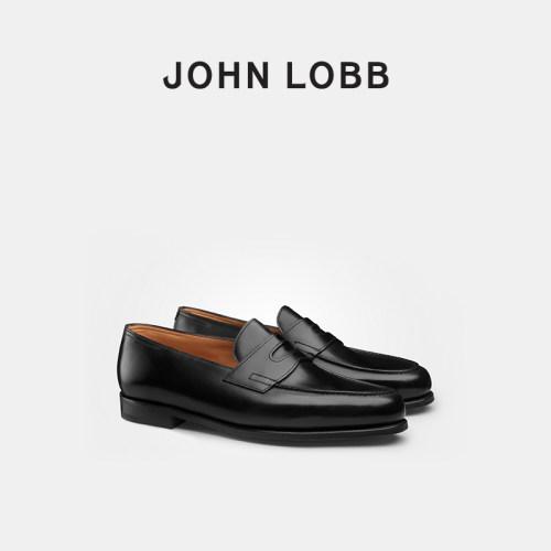 JOHNLOBBN黑色小牛皮乐福鞋