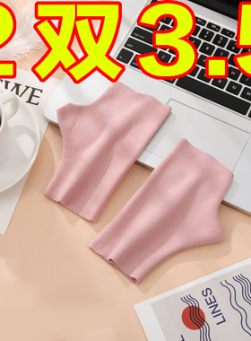 自发热德绒半指手套女秋冬季保暖防寒学生写字办公打字漏指手套