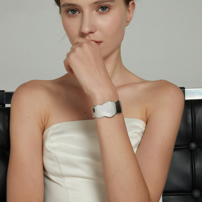 assaid花边曲线手镯宽手镯