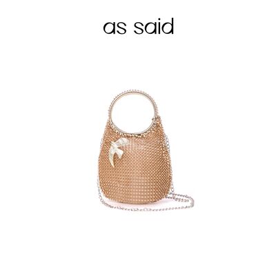 as said度假系列 纯手工编织手提包 和平鸽闪亮小圆包链条斜跨包