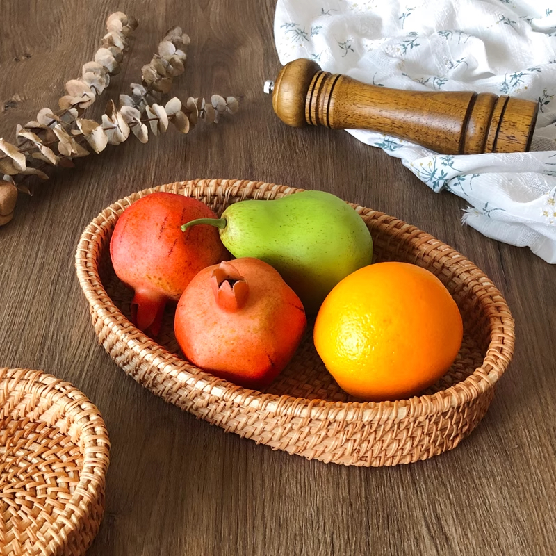 北欧风越南手工藤编水果篮子