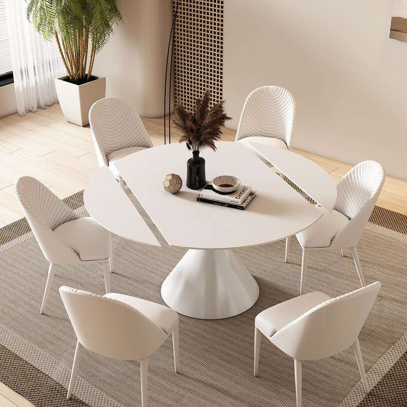 简约圆桌餐桌现代多功能圆桌折叠伸缩小户型户型小户可变家用变圆