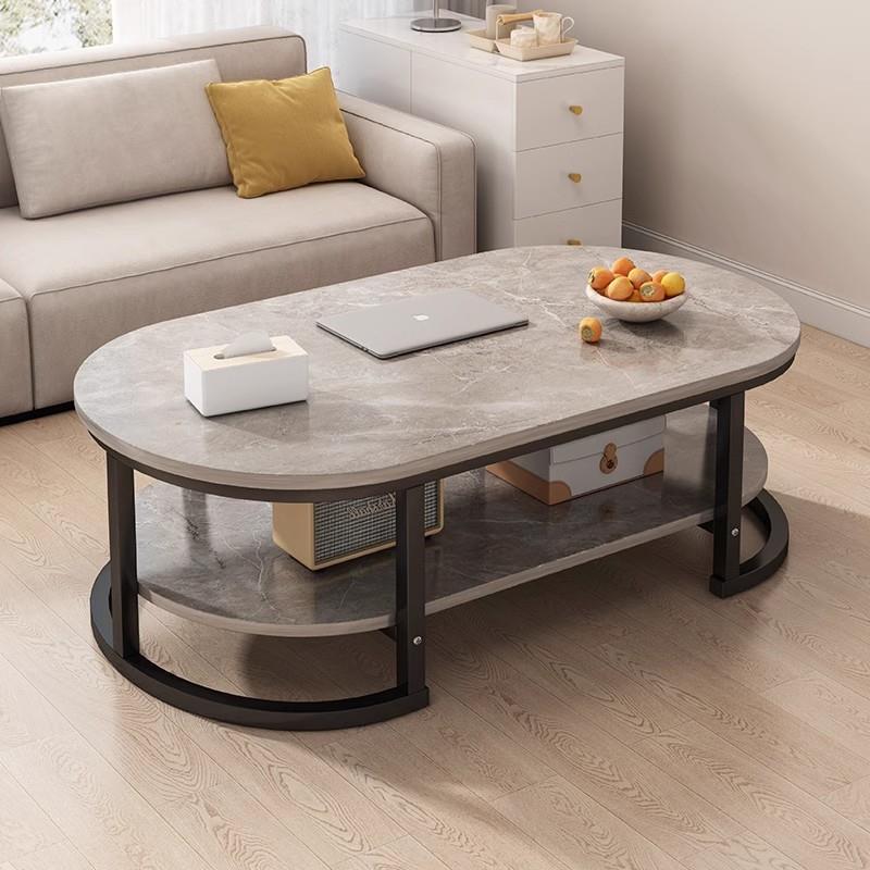 茶几客厅家用现代简约小户型桌子出租屋阳台双层茶台椭圆形茶几桌