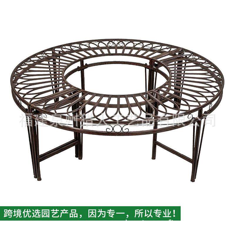 做旧公园树围椅欧美简约圆形户外铁艺休闲椅树围圆椅子公园休息椅