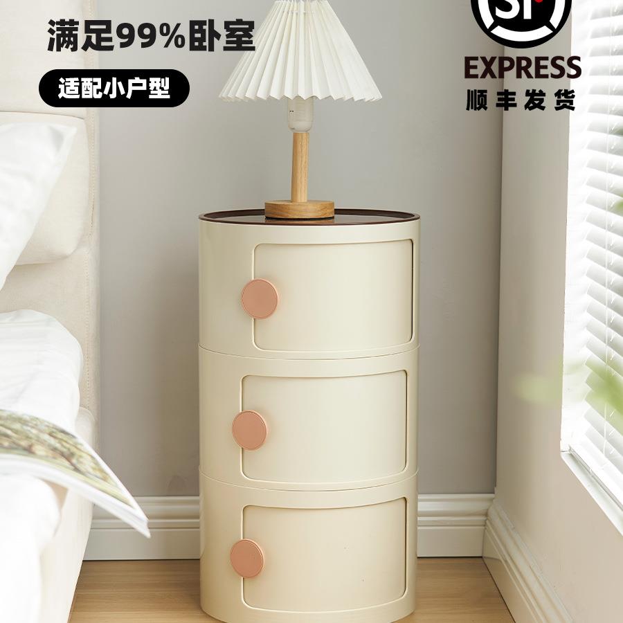 中古床头柜子小型设计儿童家用卧室极窄边几收纳置物架感小众