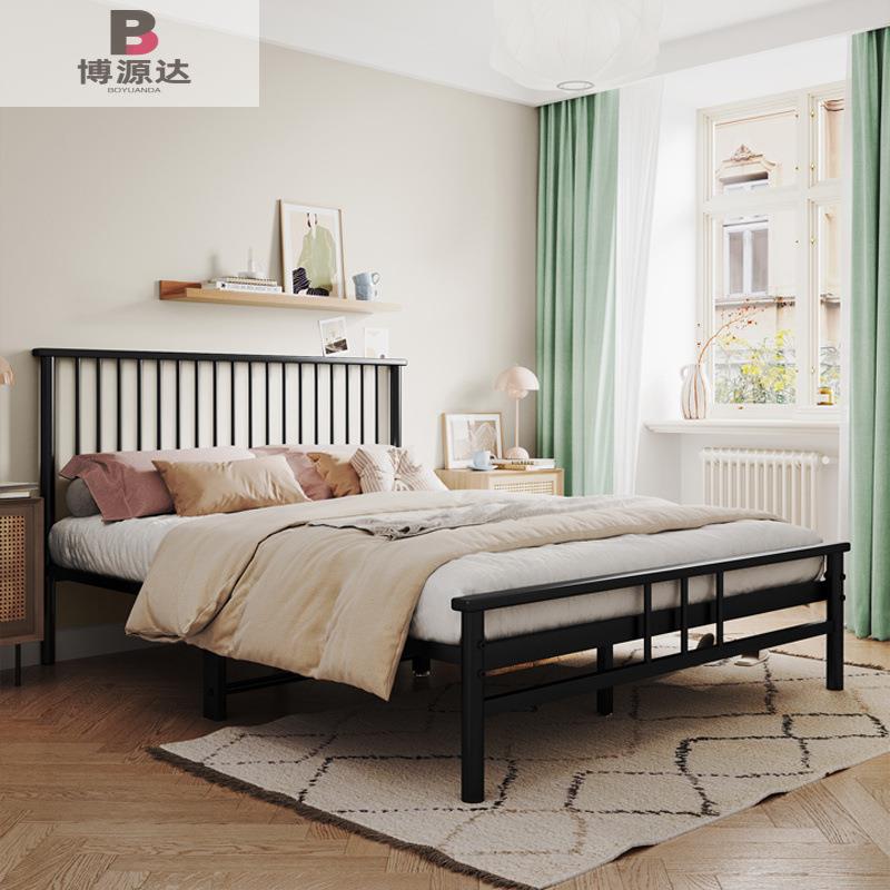 北欧简约铁艺床现代双人床加固铁床1m1.5米1.8米宿舍床单人铁架床