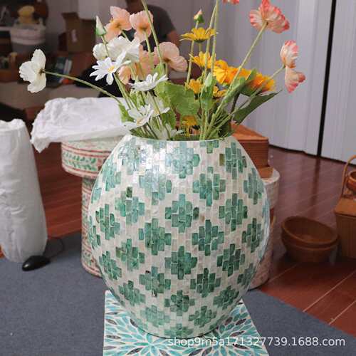 北欧风贝壳花瓶家居摆件客厅插花创意简约干花电视柜餐桌装饰品