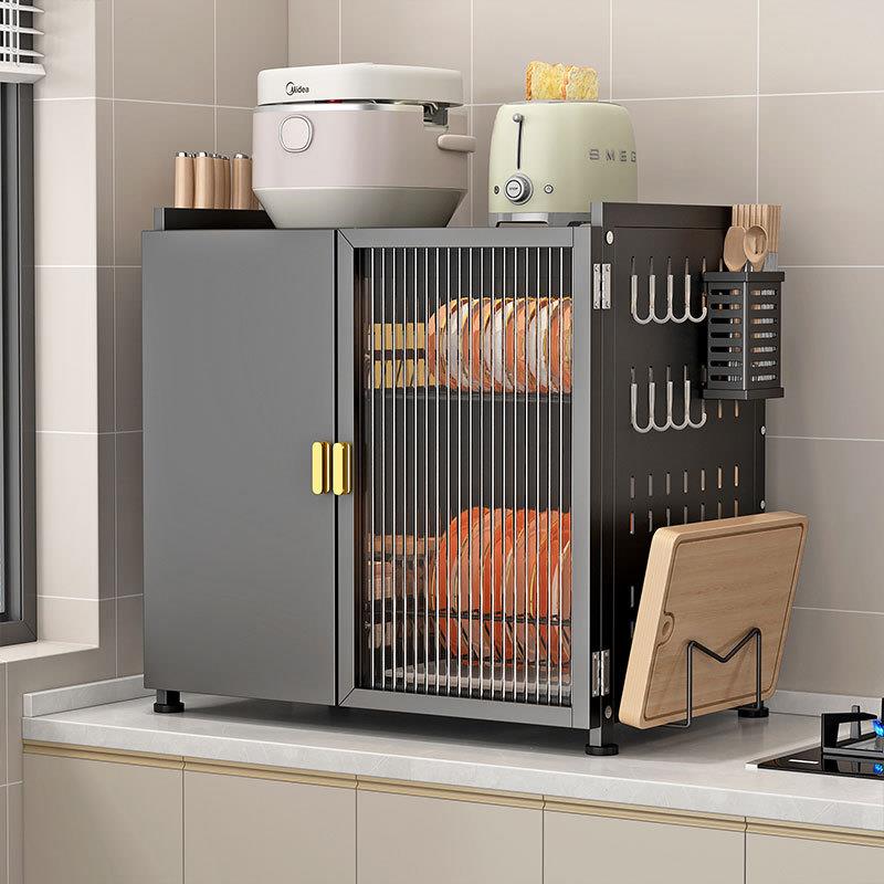 厨房置物架碗碟防尘沥水收纳架放碗架家用多层餐具调料架台式厨柜