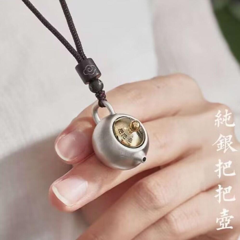 黄铜龙凤把把壶转转迷你小茶壶马上胡转转中式手把件打麻将工艺品