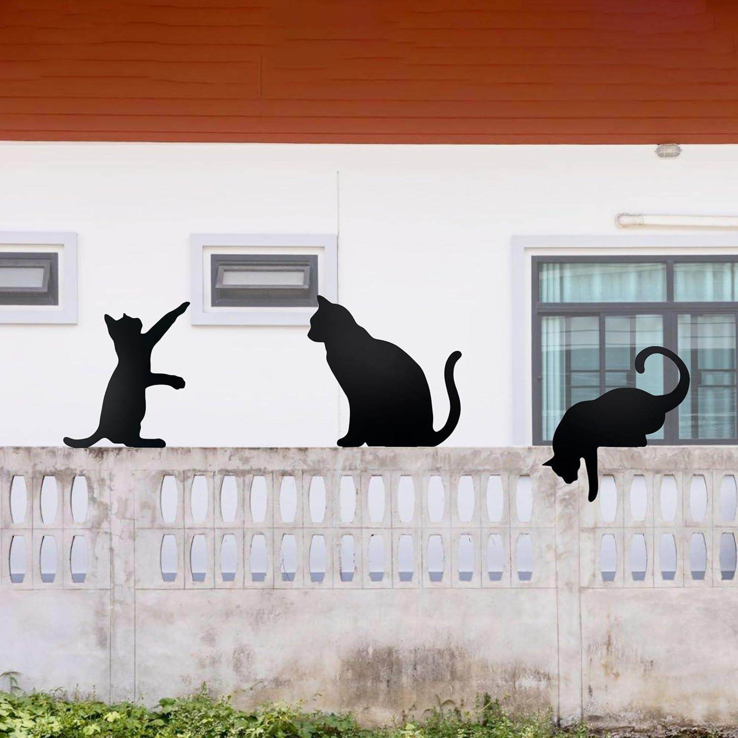 3件套黑猫围栏装饰铁艺猫剪影乡村木栅栏装饰户外树桩和庭院摆件,家居饰品,户外/庭院摆件,淘宝优惠券,粉丝福利购,淘宝优惠卷