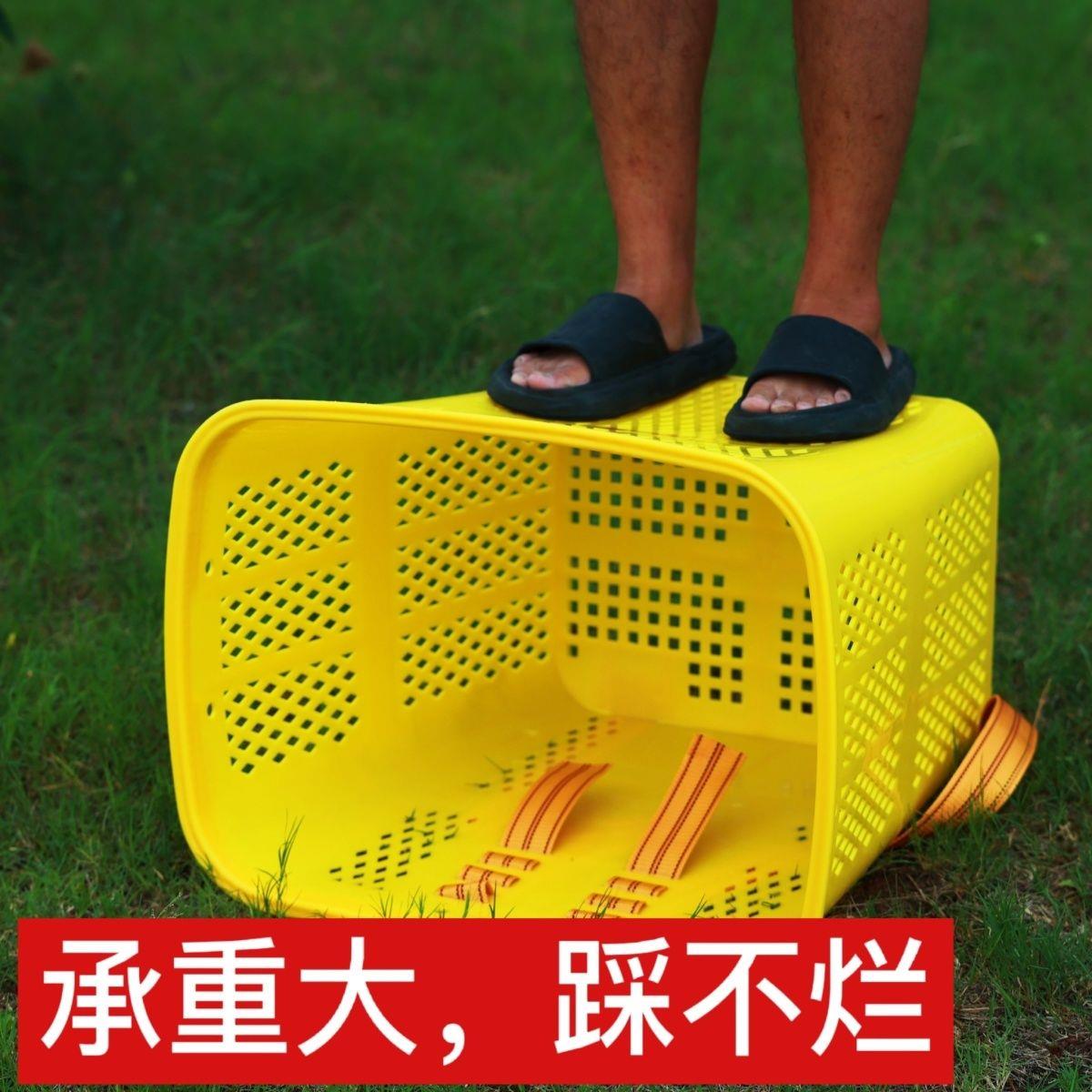 新牛娃背篓蔬菜基地水果采摘熟胶牛筋结实耐用塑料背篓仿竹编