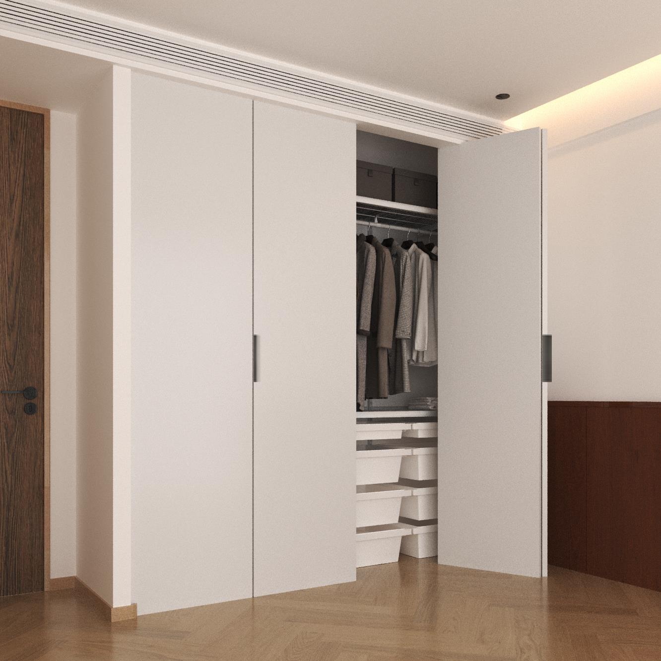 砌墙衣柜折叠门衣帽间储物间隐形门推拉门卧室门无下轨折叠门定制