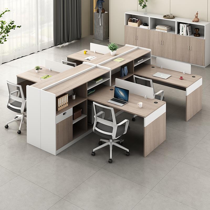 成都办公桌员工屏风位卡座财务桌2人位4工位简约现代六人桌椅组合