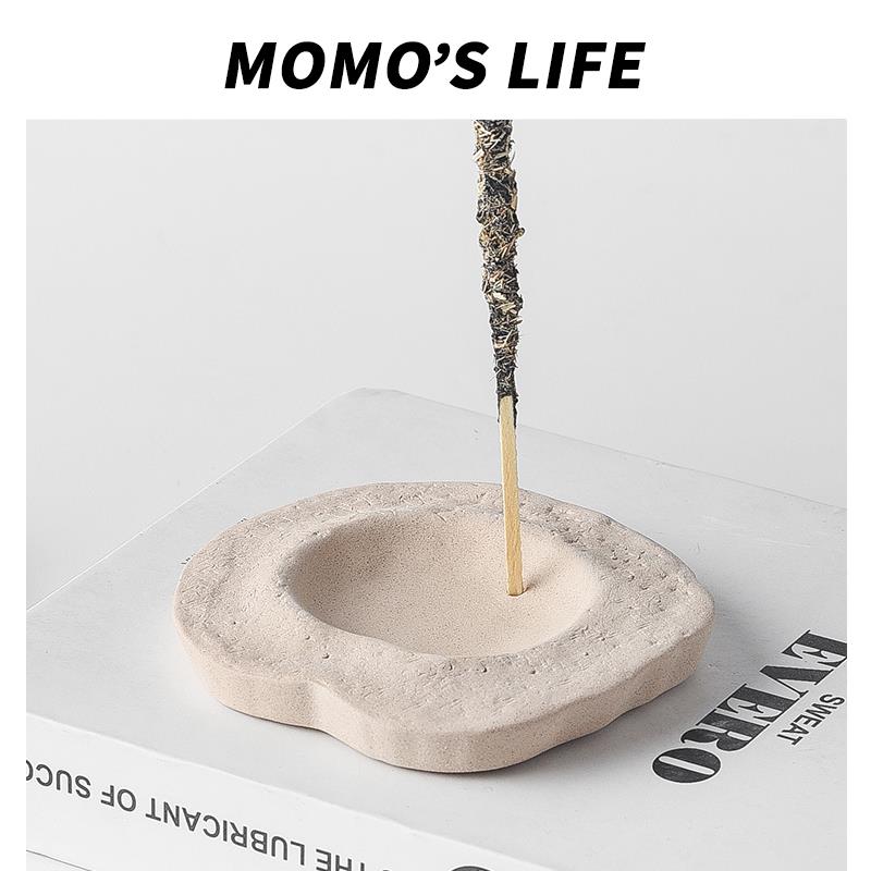 手捏侘寂风线香托盘家用室内香插香薰小众中古高级创意香盘香托