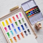 乌克兰罗莎艺术家水彩颜料24色60色固体水彩分装 迷你试色套装