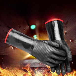 重型氯丁胶耐高温500℃防烫手套耐酸碱耐热烧烤阻燃隔热 锅炉35cm