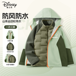 迪士尼男童冬季外套2025新款加绒加厚保暖羽绒服内胆儿童冬装男孩