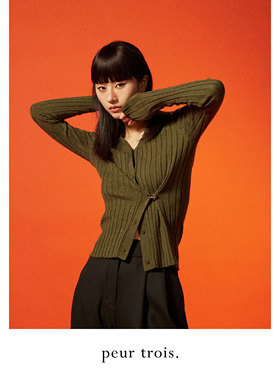 peur 针织套装高级休闲修身显瘦墨绿针织上衣裤子简约原创小众风