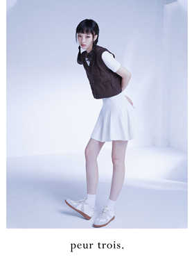 peur 针织马甲背心格纹宽松无袖短款菱格款百搭马夹原创小众设计