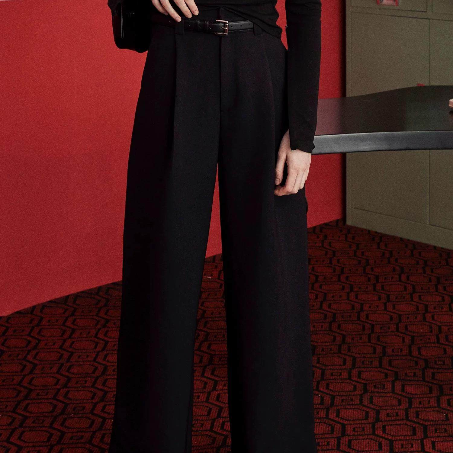 宽松直筒裤宽松纯色显瘦高腰