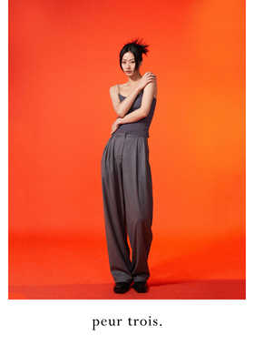 peur 直筒裤格雷系宽松拖地阔腿裤原创褶皱显瘦长裤极简风