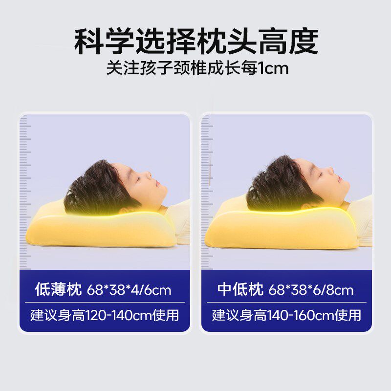 缦翎儿童枕头3岁以上护脊椎助睡眠男女宝宝记忆棉枕芯单人带枕套