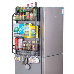 大容量厨房置物架调味瓶收纳架 冰箱侧壁挂架置物架 加大款 扁铁款