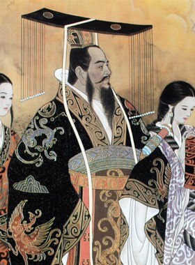 汉武帝画像 刘彻 汉朝皇帝挂画人物画 卷轴画丝绸画装饰画 包邮