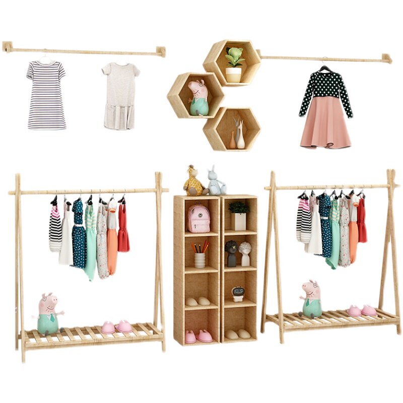 童装服装店专用展示架挂衣架实木中岛架女装落地式货架陈列架装修