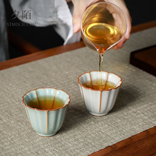 汝窑小茶杯可养冰裂开片茶盏单杯女士个人专用主人杯陶瓷家用杯子