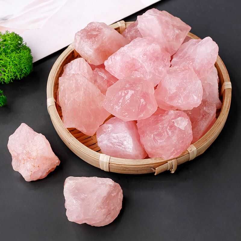 天然大颗粒粉水晶碎石摆件粉晶原石扩香石香薰石家居鱼缸装饰石