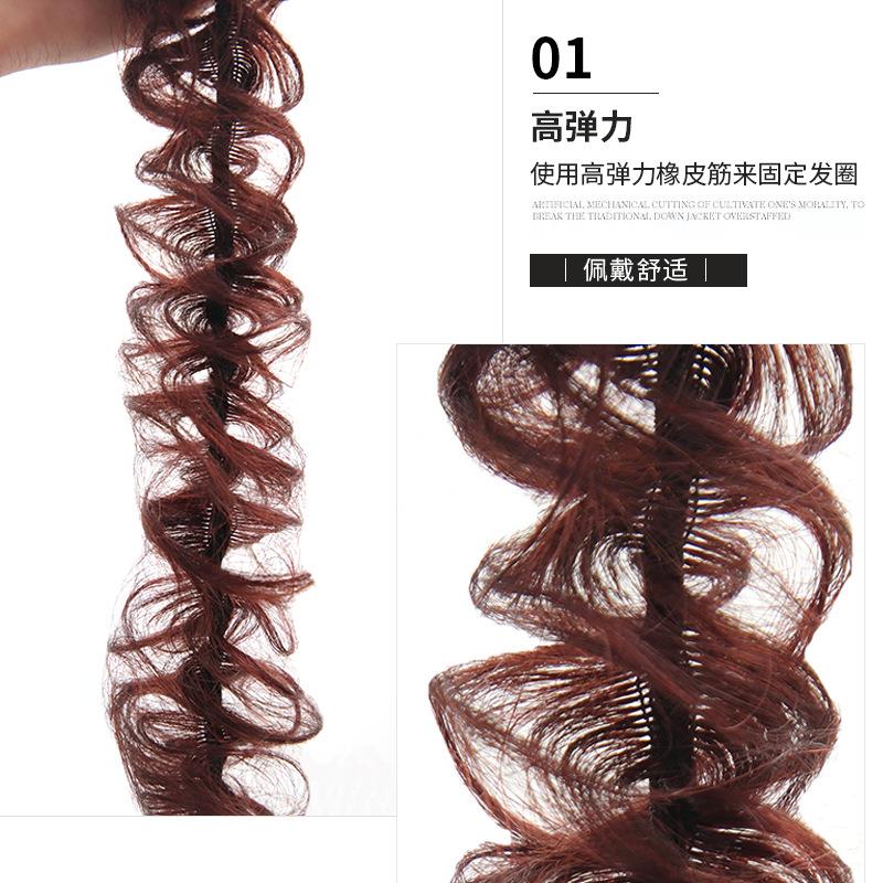 小函假发真发哑光发圈凌乱盘发假发缠绕盘发卷发苞式丸子头卷发圈