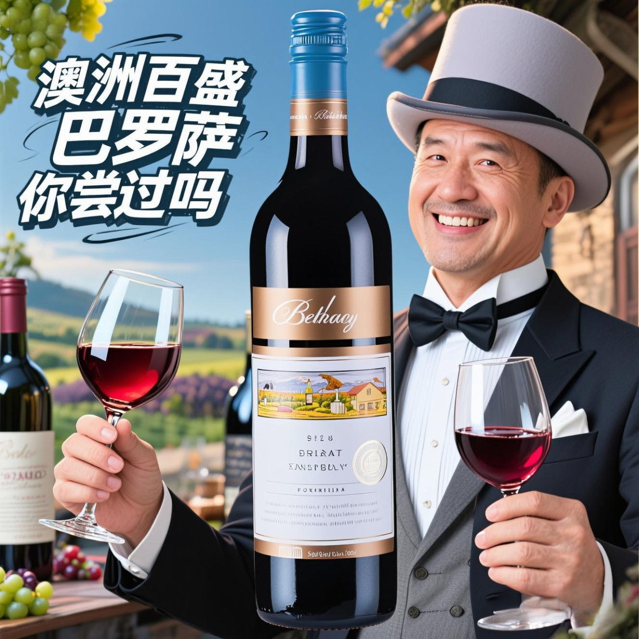 澳州进口2014百盛巴罗萨红葡萄酒干红白标750ml澳大利亚