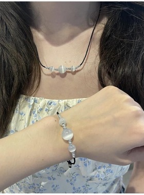 白眼石转运珠项链手链女编织手绳锁骨链送闺蜜