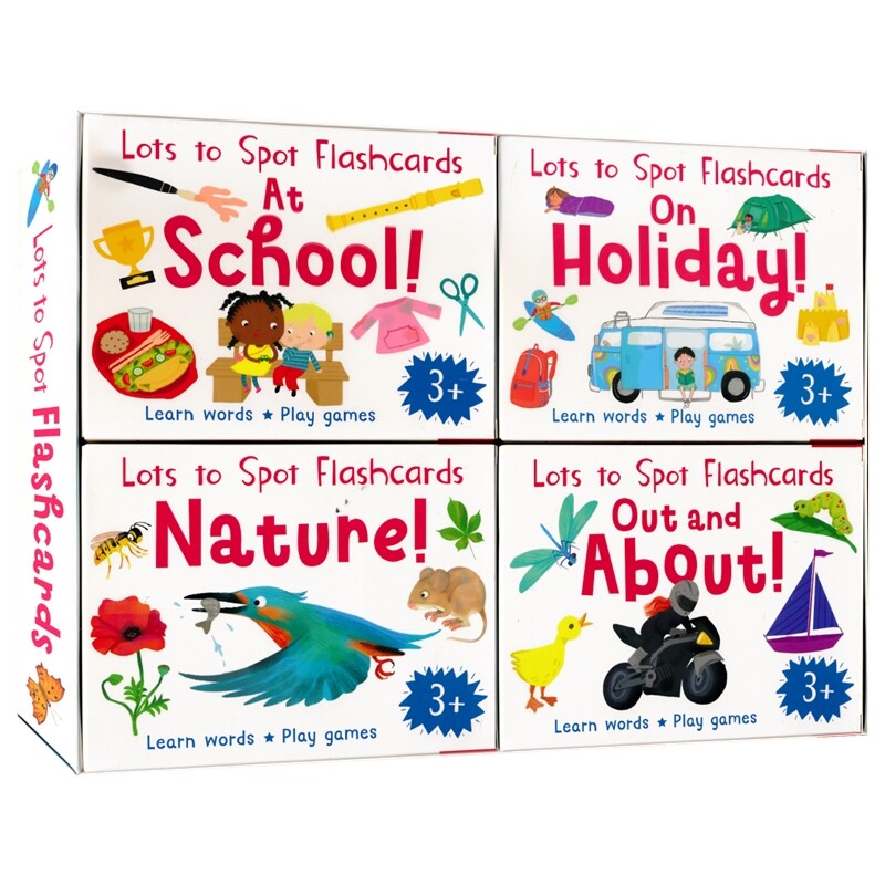 Lots to Spot Flashcards-My Busy Day 忙碌的一天4册盒装  英语启蒙闪卡 培养数感 儿童词汇 英文原版进口图书