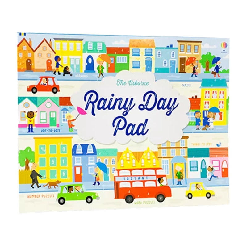 Usborne Rainy day pad 尤斯伯恩 儿童游戏垫 雨天主题 可撕便 益智活动 亲子互动 英语绘本 课外读物 7+ 英文原版进口图书