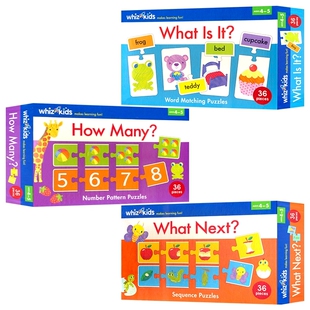 Pattern 英文原版 序列主题 Kids Number 单词配对主图 Sequence Puzzle 36片 Whiz Word 益智拼图礼盒 数字主题