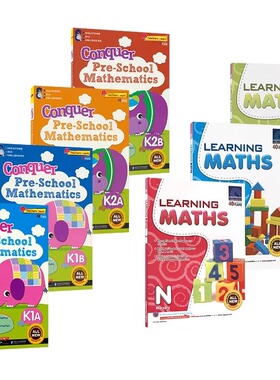 新加坡幼儿数学学习+攻克系列 SAP Learning & Conquer Pre-School Mathematics 3-6岁小学数学衔接教材教辅练习册 英文原版进口