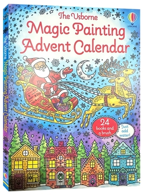 Usborne Magic Painting Advent Calendar 尤斯伯恩 魔法涂色降临日历 24册小书+画笔 圣诞艺术活动书 英文原版进口儿童图书