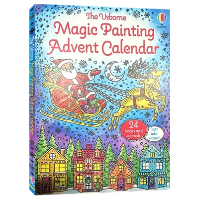 Usborne Magic Painting Advent Calendar 尤斯伯恩 魔法涂色降临日历 24册小书+画笔 圣诞艺术活动书 英文原版进口儿童图书