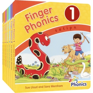 字母学习 Phonics 英文原版 多感官学习 英美官方教材 幼儿英文启蒙 7册 欢乐手指自然拼读套装 Finger Jolly