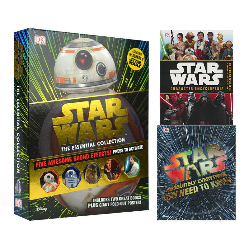 典藏版星球大战电影全系列故事百科大全2册套盒 DK StarWars The Essential Collection 星战角色人物问答大百科趣味发声英文原版