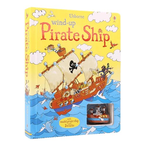 Usborne Wind-up Pirate Ship 尤斯伯恩 发条海盗船轨道书 益智玩具书 儿童互动纸板书 英语早教启蒙读物 英文原版进口图书