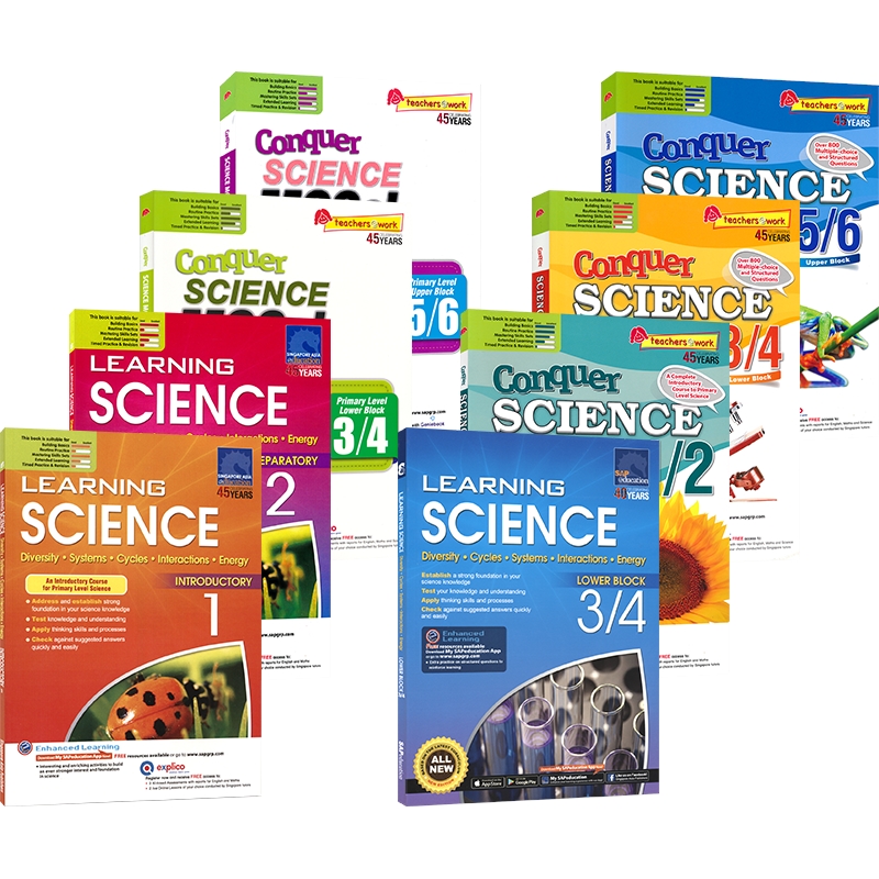 SAP Conquer Science For Primary Levels 1-6 小学1-6年级科学科目练习册 提高版 新加坡科学教辅 攻克系列 科学知识串联训练