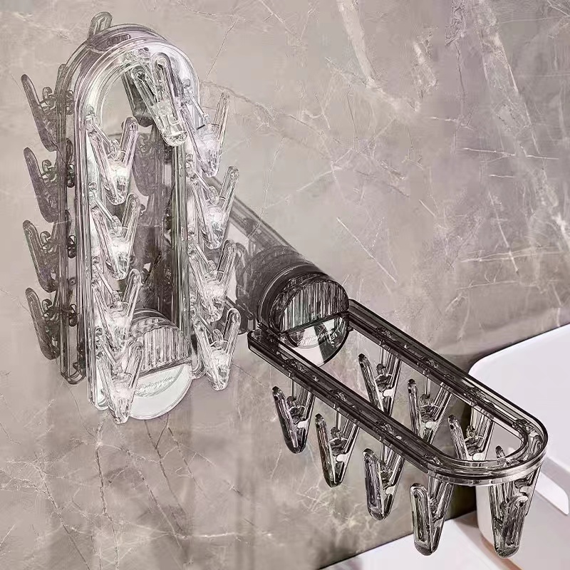 吸盘折叠袜子晾晒架家用衣架晾衣架多夹子晒袜子神器阳台袜夹