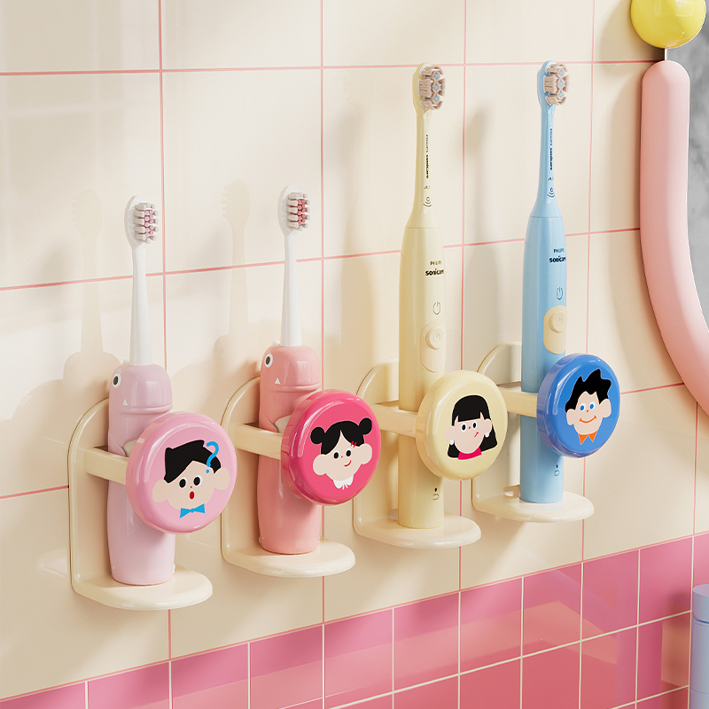 圆片牙刷架吸盘壁挂式免打孔新款卫生间刷牙杯漱口防潮承重置物架