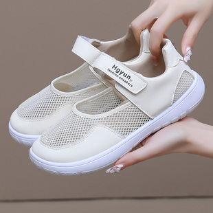 老北京布鞋 时尚 百搭休闲鞋 一脚蹬透气妈妈鞋 网面女款 2025夏季 凉鞋